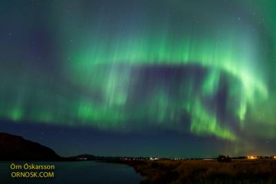 Northern Lights over Selfoss, Iceland (<a href="http://ornosk.com/tag/northern-lights/" target="_blank">source</a>)
