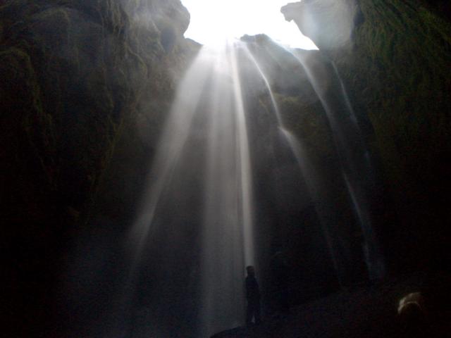 If you don't mind getting wet and can hop stones, find your way into the cavern and admire this hidden gem of a waterfall.